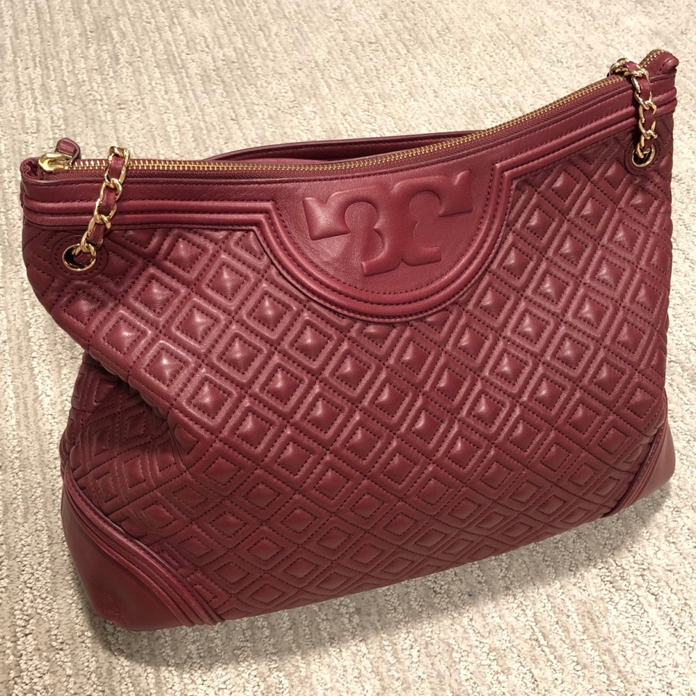 **SOLD** Tory Burch Burgundy/Merlot Fleming Tote